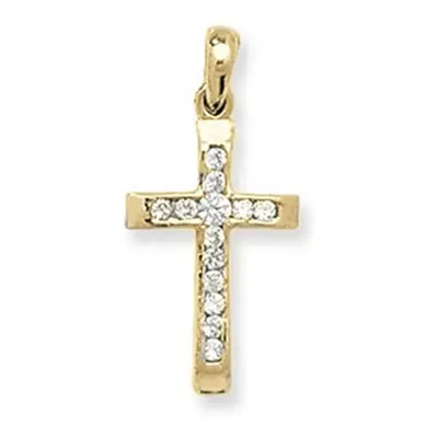 (18 Inch) 9ct Gold Cubic Zirconia Cross Pendant On A Belcher Necklace