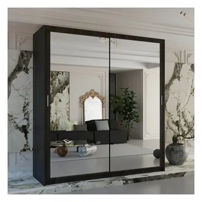 (203 , Wenge ) Chicago Sliding Double Mirror Door Wardrobe