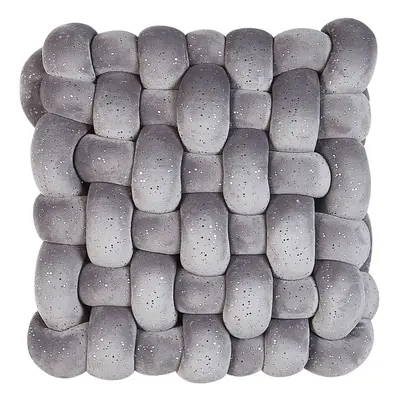 Velvet Knot Cushion with Glitter x cm Grey SIRALI