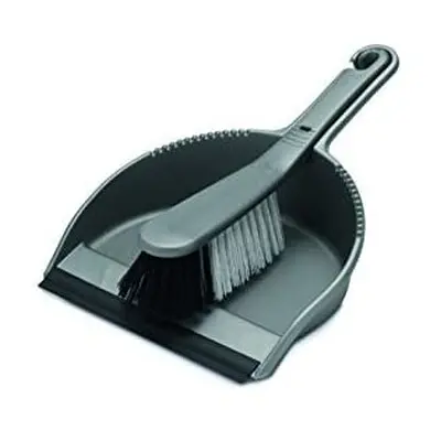 Addis Everyday Stiff Dustpan & Brush Set, built to last, MO, Plastic Nylon, Metallic Silver, One