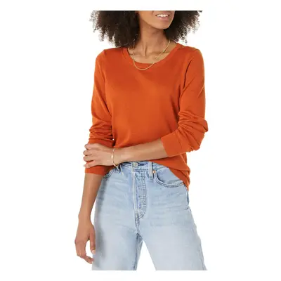 Amazon Essentials Women's Long-Sleeve Lightweight Crewneck Sweater Available in Plus Size Rust X