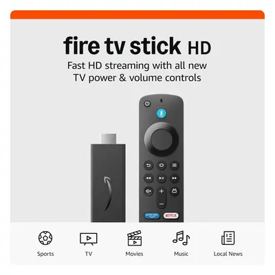 Amazon Fire TV Stick HD (2024), free and live TV, Alexa Voice Remote, smart home controls, HD st