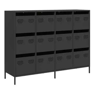 (black) vidaXL Sideboard Black 135x39x103.5 cm Cold-rolled Steel storage cabinet