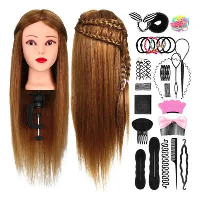 Mannequin Head Set With Hair Salon Training Head Stand Set Hair Training Model Hairdressers Free