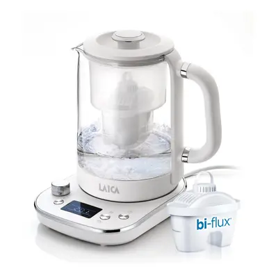 Water Filter Kettle, 1.6L, Temp Settings with Warm Function, White, LAICA