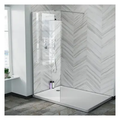 Samoa 700mm Wet Room Screen & Support Bar Chrome