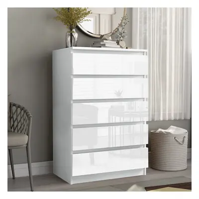 ((5 Drawers Chest White)) Chest Of Drawers Bedroom Furniture Storage Bedside to Drawers