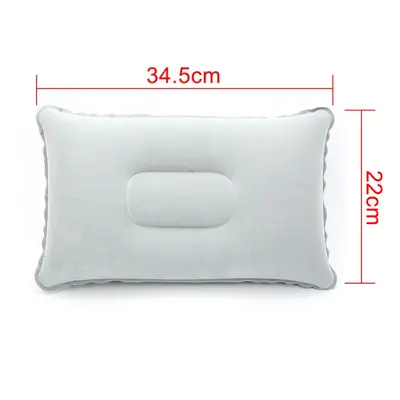 (Grey) Inflatable Air Pillow Bed Sleeping Camping Pillow PVC Nylon Neck Stretcher Backrest Pillo