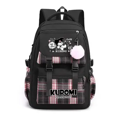 (Style 2, Black) New Kuromi Printed Backpack Student Shoulder Bag