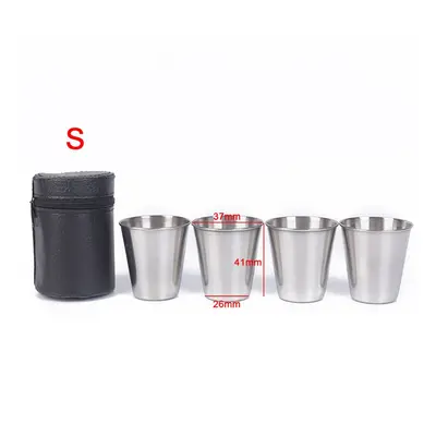 (30ML) Outdoor Camping Cup Tableware 30ml/70ml/170ml Travel Cups Set Stainless Steel Cover Mug D