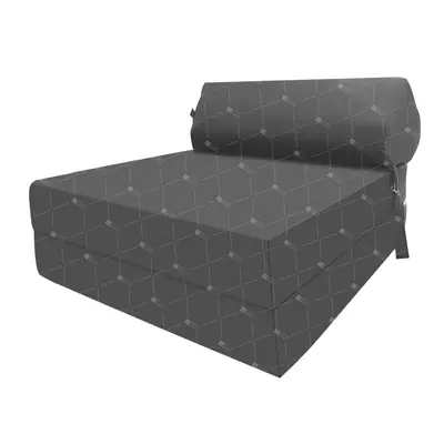 (Dark Grey) Single Portable Fold Out Z Bed Sofa Guest Futon