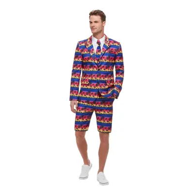 (M, Blue/Red/Yellow) Smiffys Mens Sunset Flamingo Costume Suit