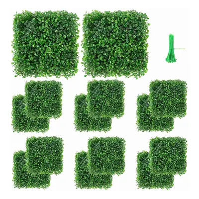 12 Packs 10x10 Inch Artificial Boxwood Hedges Mat with , UV Privacy Fence Screen Greenery Panel