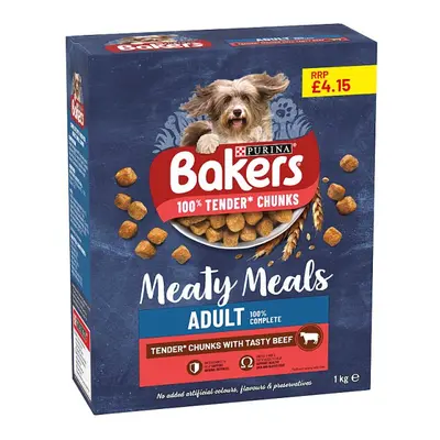 Bakers Meaty Meals Adult 100% Complete Tender Chunks with Tasty Beef 1kg (Case of x 1kg)