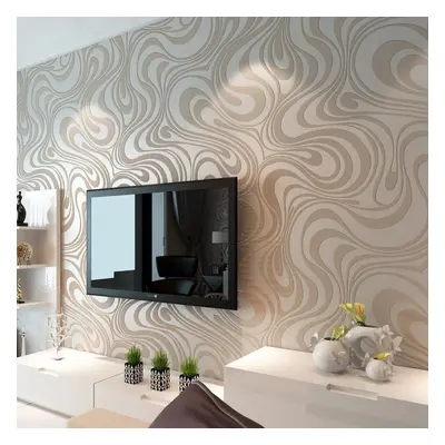 HANMERO QZ0249 Wall Paper, Cream-White&Silver Color