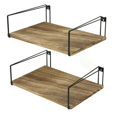 (Carbonized Black) Wide Rustic Floating Shelves, Wall Mounted Shelves with Large Capacity for Be