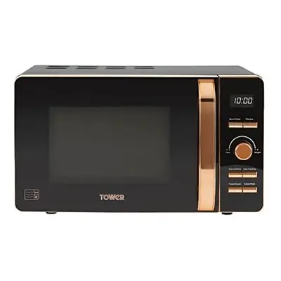 Digital Microwave with 60-Minute Timer and Autocook Settings, 20L, 800W Black and Rose Gold, pac