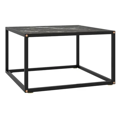 vidaXL Tea Table Black with Black Marble Glass cm Couch Sofa Coffee Desk