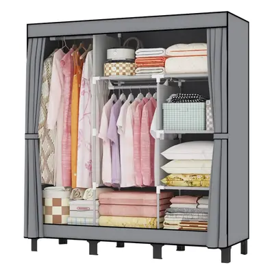 (Normal Pipes, Grey) Wardrobes for Bedroom Portable Wardrobe Shelves Wardrobe Storage Organiser 