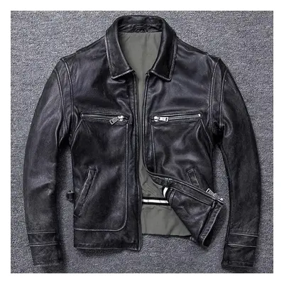 (dark grey, XXXL) Yr !free Shipping .brand New Men Genuine Leather Jacket .winter Warm Brown Vin