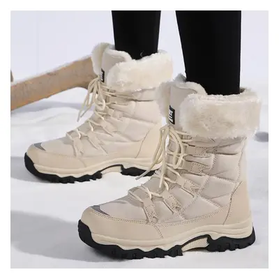 (beige, 36) Tuinanle Winter Snow Boots Super Warm Women Hiking Boots High Quality Men&apos;s Boo