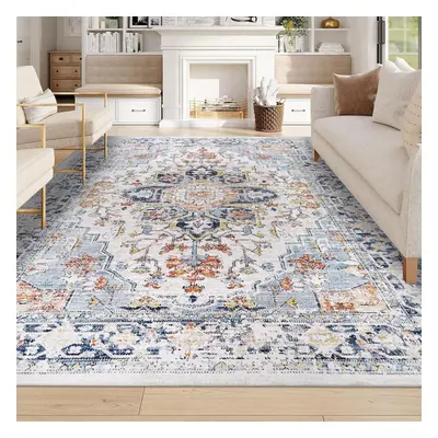 (122x170cm (Rectangular), Blue) Anti-slip printed accent rug