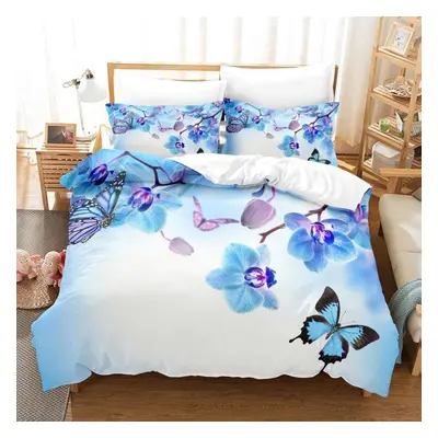 (as the picture, AU Single 140x210cm) 3D Butterfly Bedding Quilt And Pillowcase Single/double Be