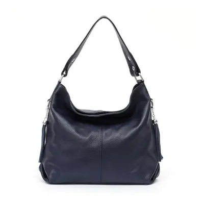 (dark blue) Zency New Fashion Soft Real Genuine Leather Tassel Women Handbag Elegant Ladies Hobo