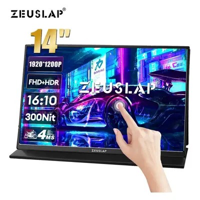 (black, inch) Zeuslap 14" 16:10 Touch Portable Monitor 1920*1200p 100%srgb 300cd/mÂ² Travel Disp