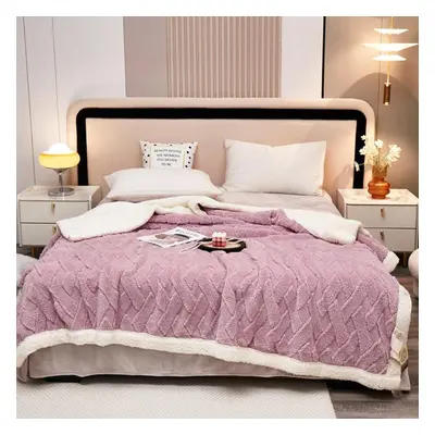 (purple, 180*200cm) Thick Winter Blanket Throw Soft Warm Wool Blankets For Beds Plaid Taff Cashm