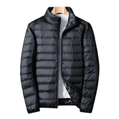 (black, XXL) Men&apos;s Casual Down Jacket Winter New Lightweight White Duck Down Thermal Jacket