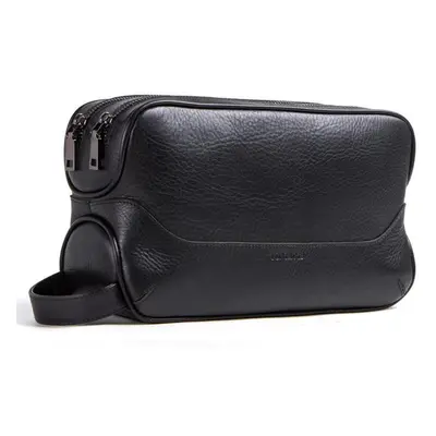 (black) Contact&apos;s Crazy Horse Cow Leather Men&apos;s Toiletry Bag