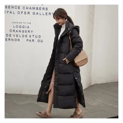 (black, XL) Women Down Padded Jacket Winter Korean Version Of The Long Section Student Bf Loose 