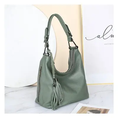 (light green) Zency Fashion Women Shoulder Bag 100% Genuine Leather Daily Casual Shopping Hobos 