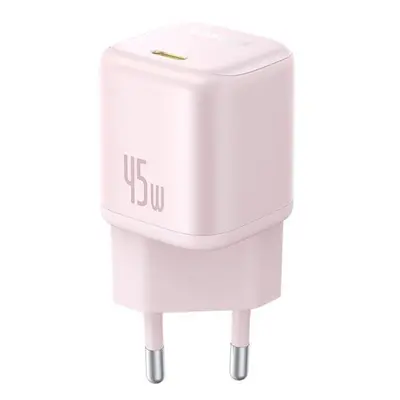 (pink) Baseus Picogo Gan 45w Fast Charger, Type C Charger, Mini Portable Ultra Fast Charger For 