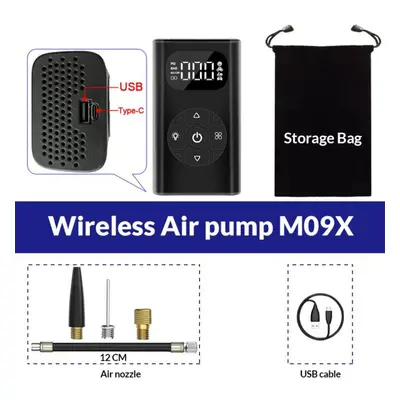 (M09X Pro) E-ace 6000mah Portable Car Air Compressor 150psl Digital Auto Air Pump Wireless For B