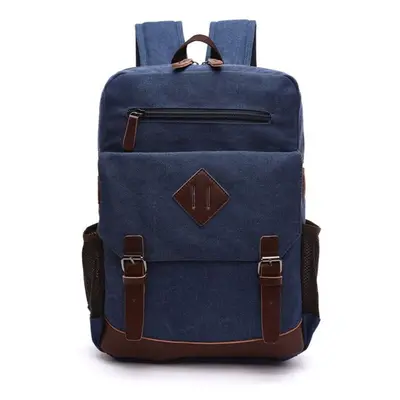 (blue) Mens Large Vintage Canvas Backpack For Men Canvas Bookpack Fits Most 15.6 Inches Laptop S