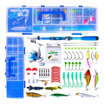 Fishing Pole Set Full Kits With Telescopic Fishing Rod And Spinning Reel Baits Hooks