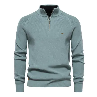 (lake blue, 85-95 kg) New Autumn Cotton Zipper Cardigans For Men Fashion Casual Social Men Sweat