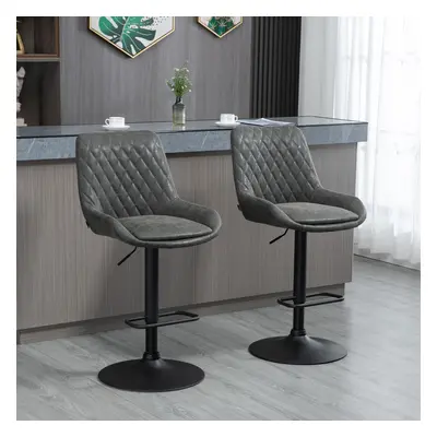 HOMCOM Bar Stools Set of 2, Adjustable Bar Chairs Swivel for Kitchen Grey