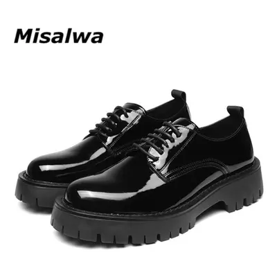 (black, 41) Mid Heel Men Oxford Shoes Patent Leather British Men&apos;s Office Shoes Men Dress S