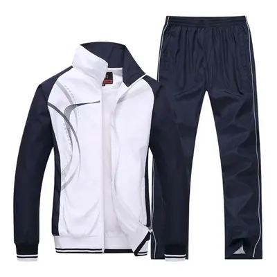 (white, 2XL) Men&apos;s Sportswear Spring Autumn Tracksuit High Quality Sets Jacket+pant Sweatsu