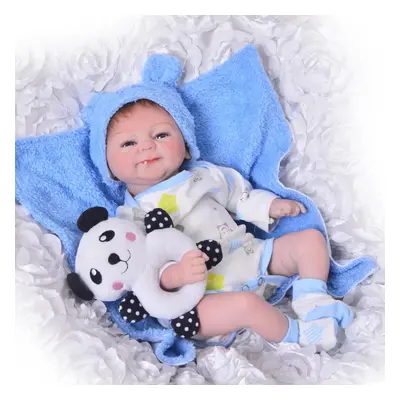 (blue, inch) Lifelike Inch Baby Doll Toy Cm Silicone Reborn Babies Doll Girl And Boy Twins Open 