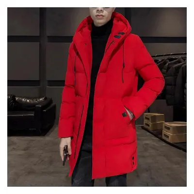 (red, 6XL) Large Size Cotton Coat Men &apos;s Thickened Cotton Jacket Mid -length Cotton Coat Wi