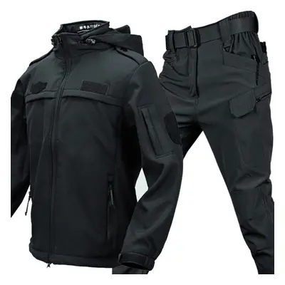 (black, S) Fleece Thickened Softshell Sharkskin Suit