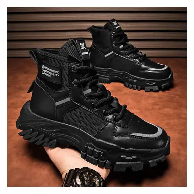 (black, 43) New Men&apos;s Fashion Autumn Winter High Top Shoes Students Boys Trending Comfortab