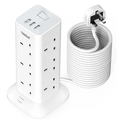 (10 Meter, White) 10m tower extension cable with 10-socket