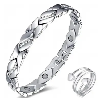 Magnetic Therapy Arthritis Pain Relief Bracelets for Women Magnetic Steel Titanium Health Silver