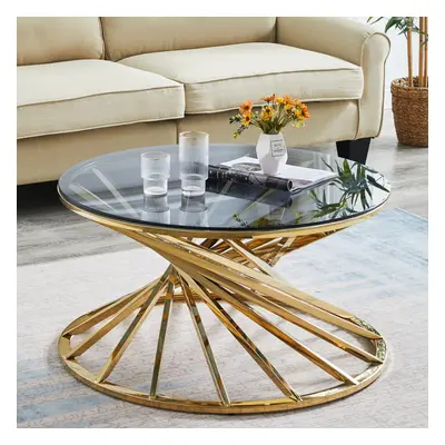 (Gold) Round Coffee Table Stainless Steel Living Room