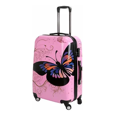 (Pink, Medium) Hampton & Stewart Butterfly Hard Shell Suitcase